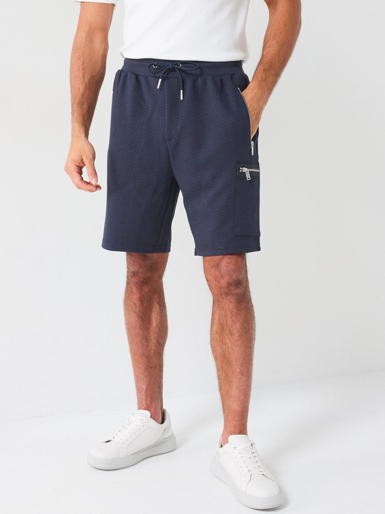 undefined Textured Zip Pocket Jogger Short - Navy