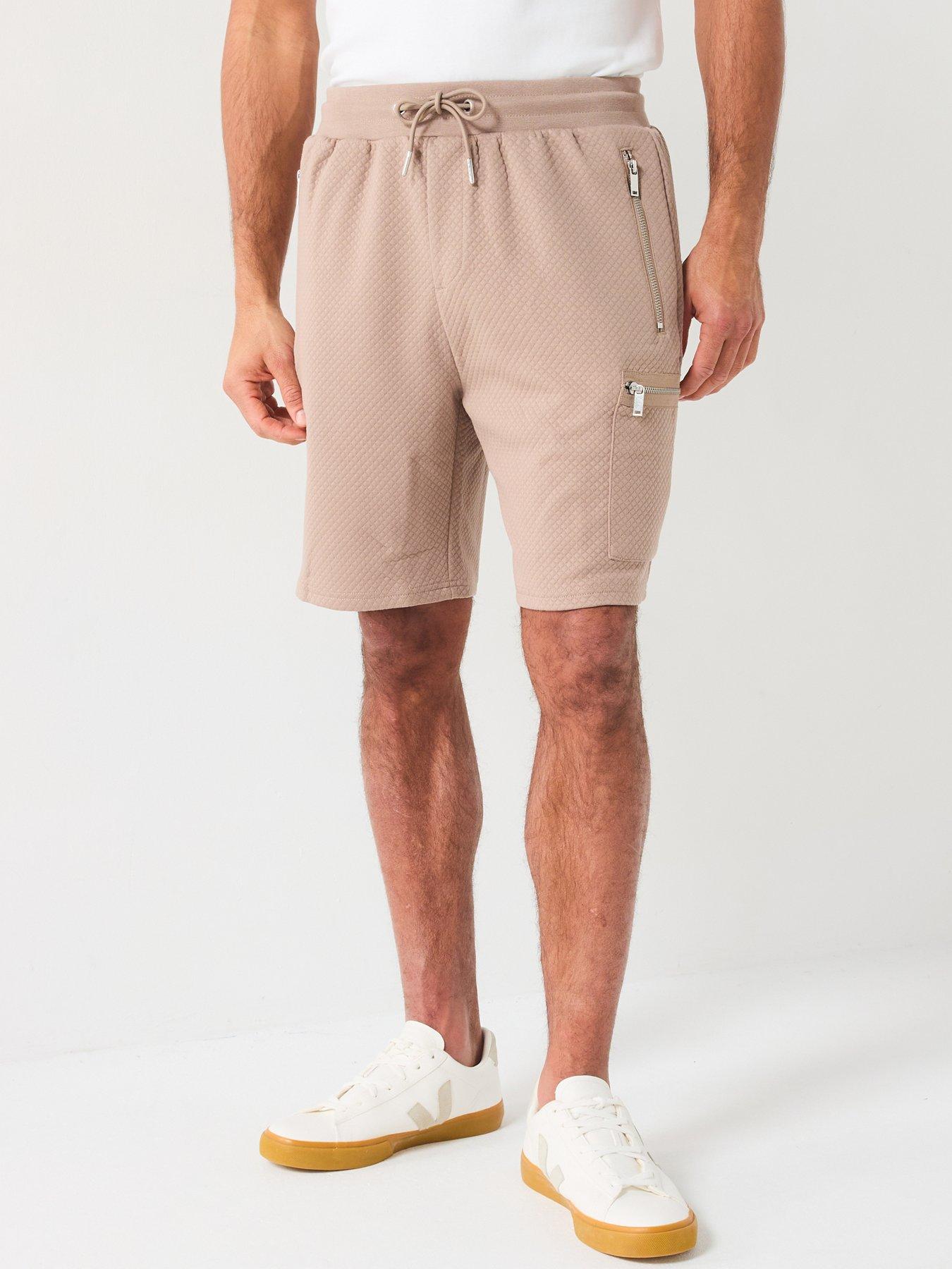 very-man-textured-zip-pocket-jogger-short-beige-natural