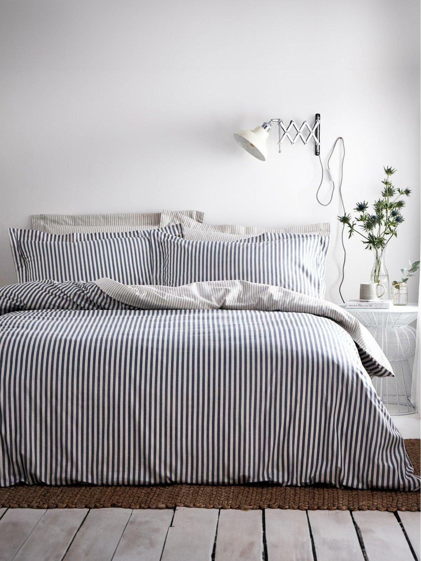 Image 1 of 3 of Yard Hebden Stripe 100% Cotton Duvet Set Navy