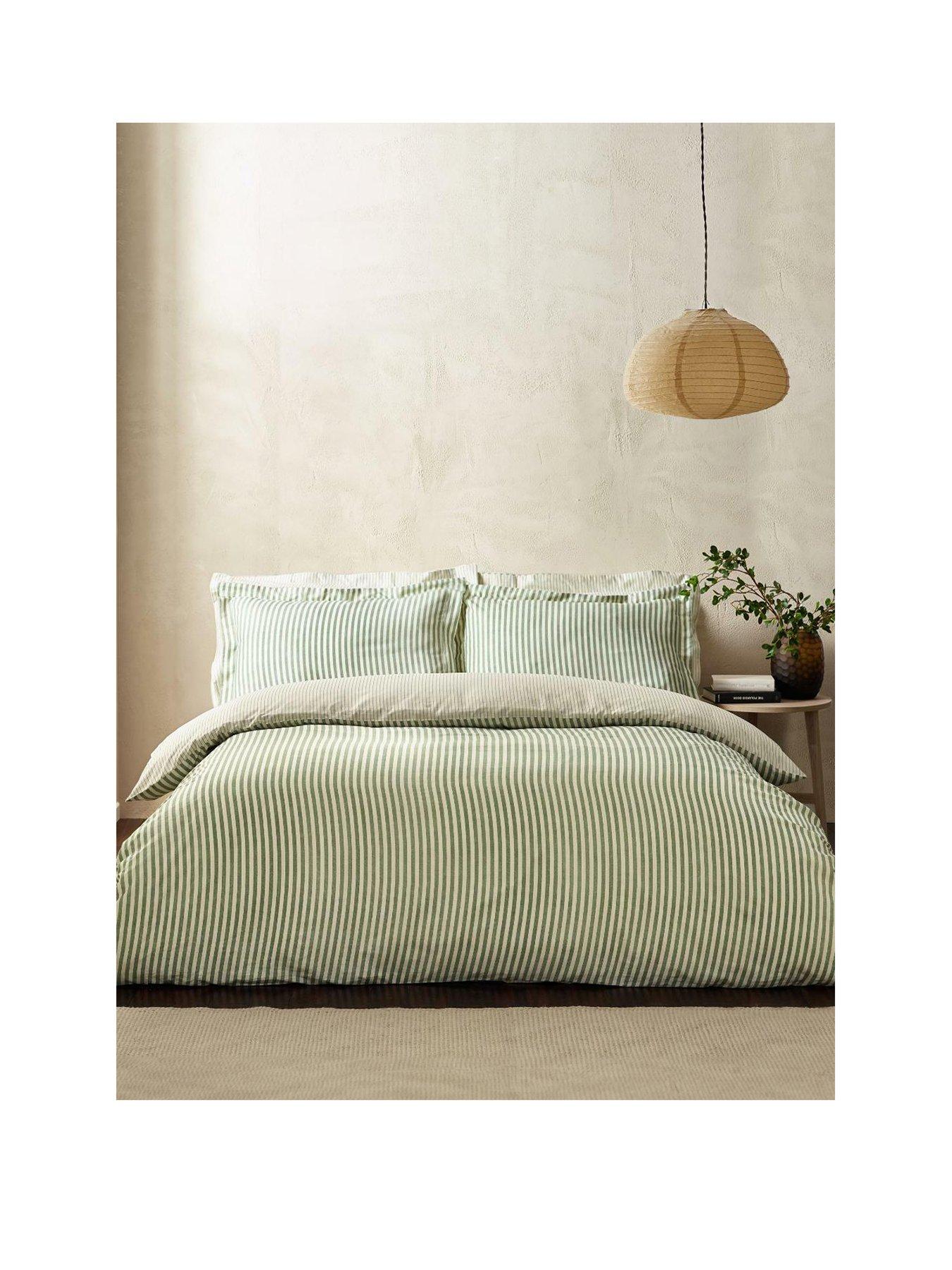 Image 2 of 5 of Yard Hebden Stripe 100% Cotton Duvet Set Forest