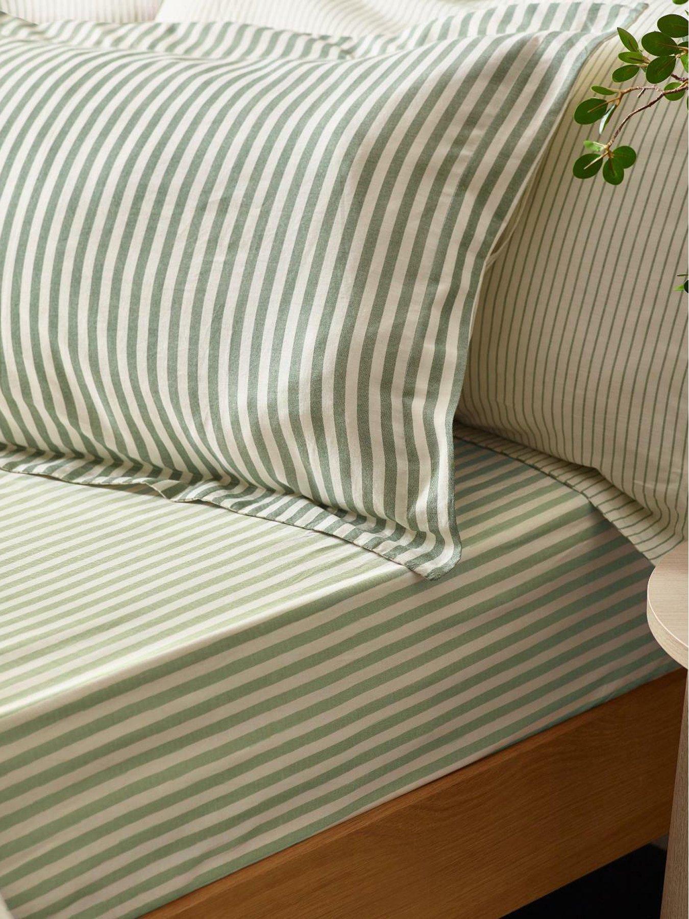 Image 3 of 5 of Yard Hebden Stripe 100% Cotton Duvet Set Forest