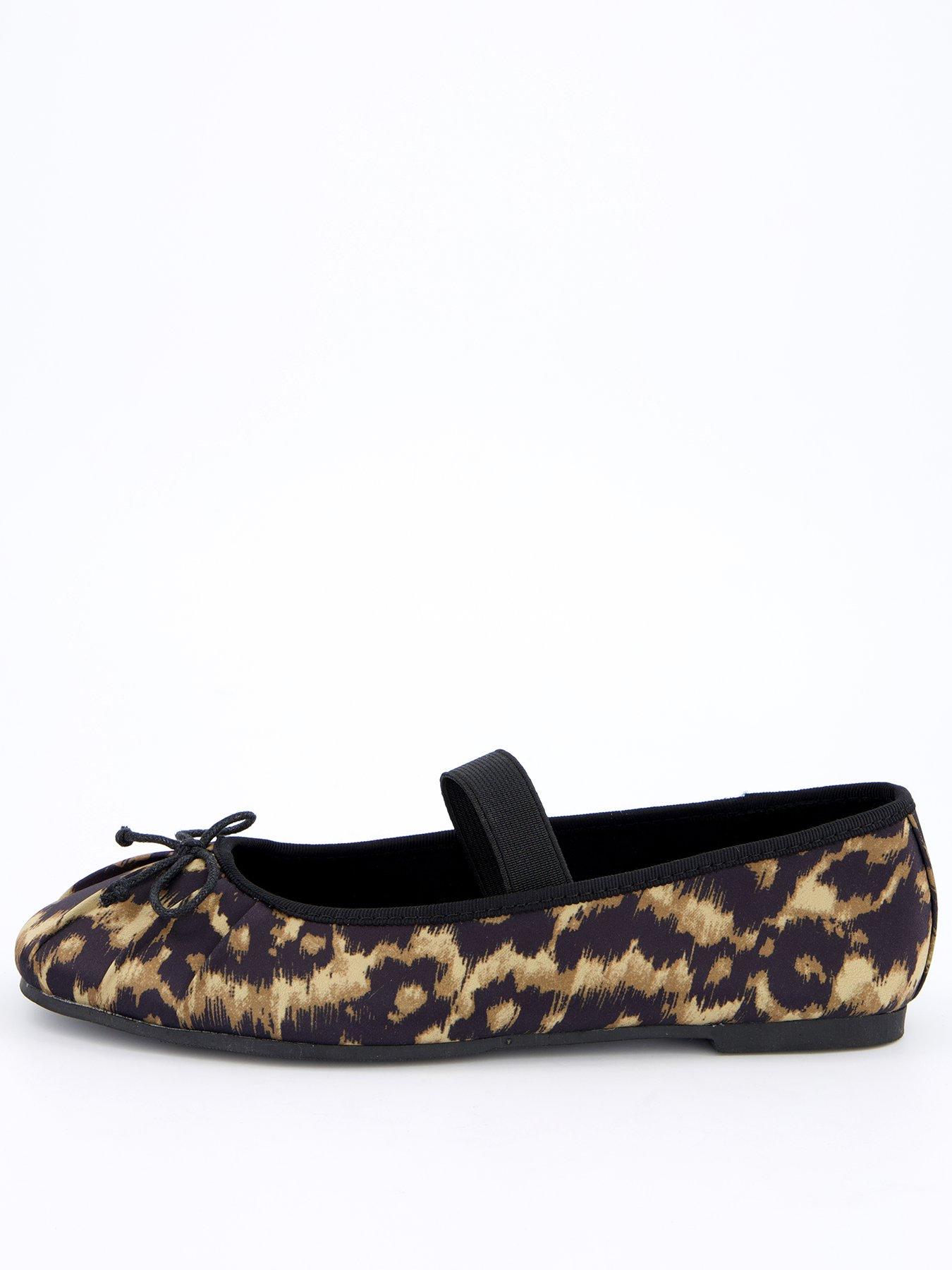 Image of V by Very Leopard Ballerina With Elastic Strap - Brown