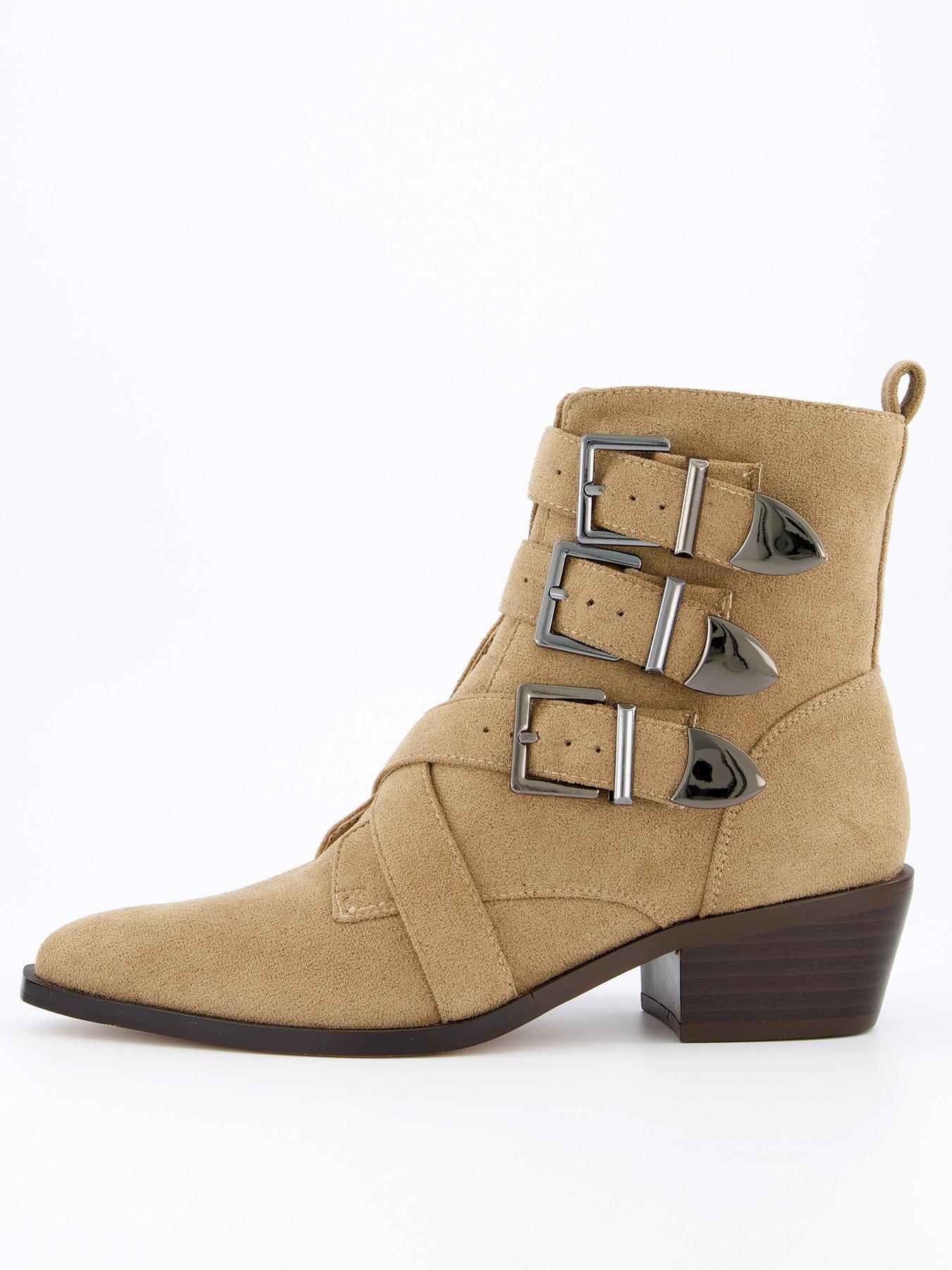 Image 1 of 7 of V by Very Buckle Western Ankle Boot - Taupe
