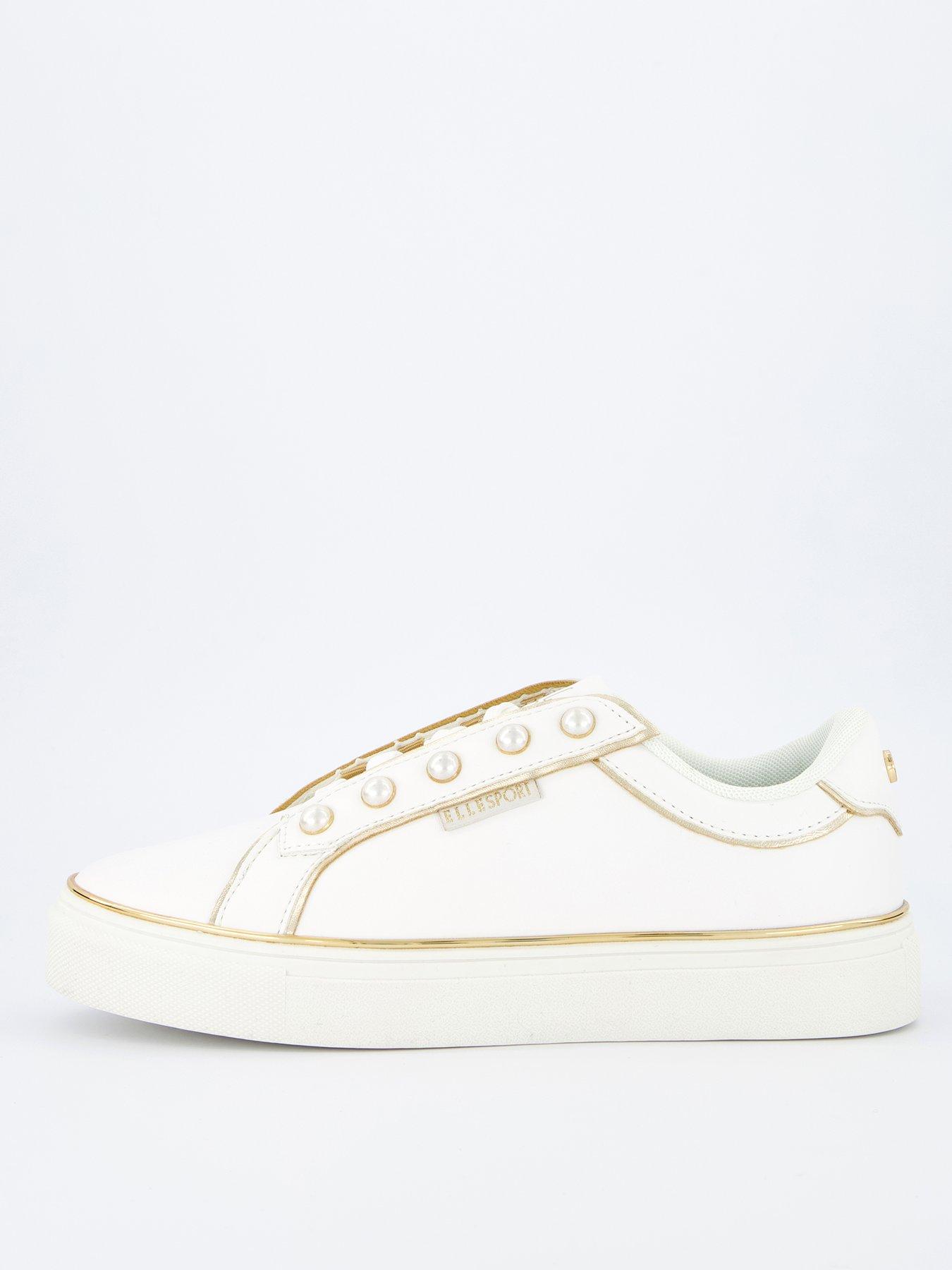 Image 1 of 7 of Elle Sport Pearl Embellished Trainers - White