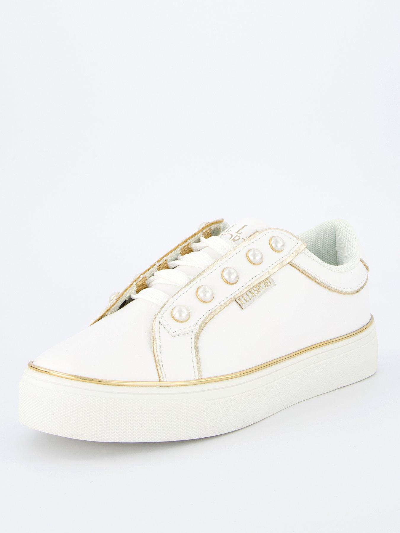 Image 2 of 7 of Elle Sport Pearl Embellished Trainers - White