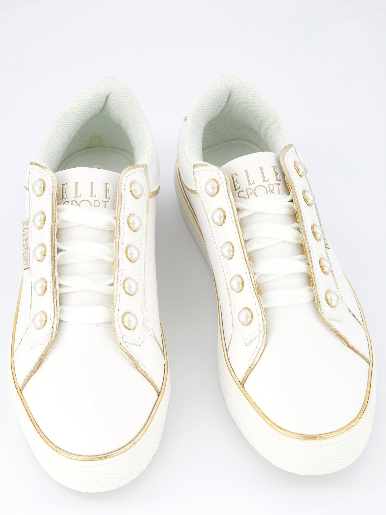 Image 3 of 7 of Elle Sport Pearl Embellished Trainers - White