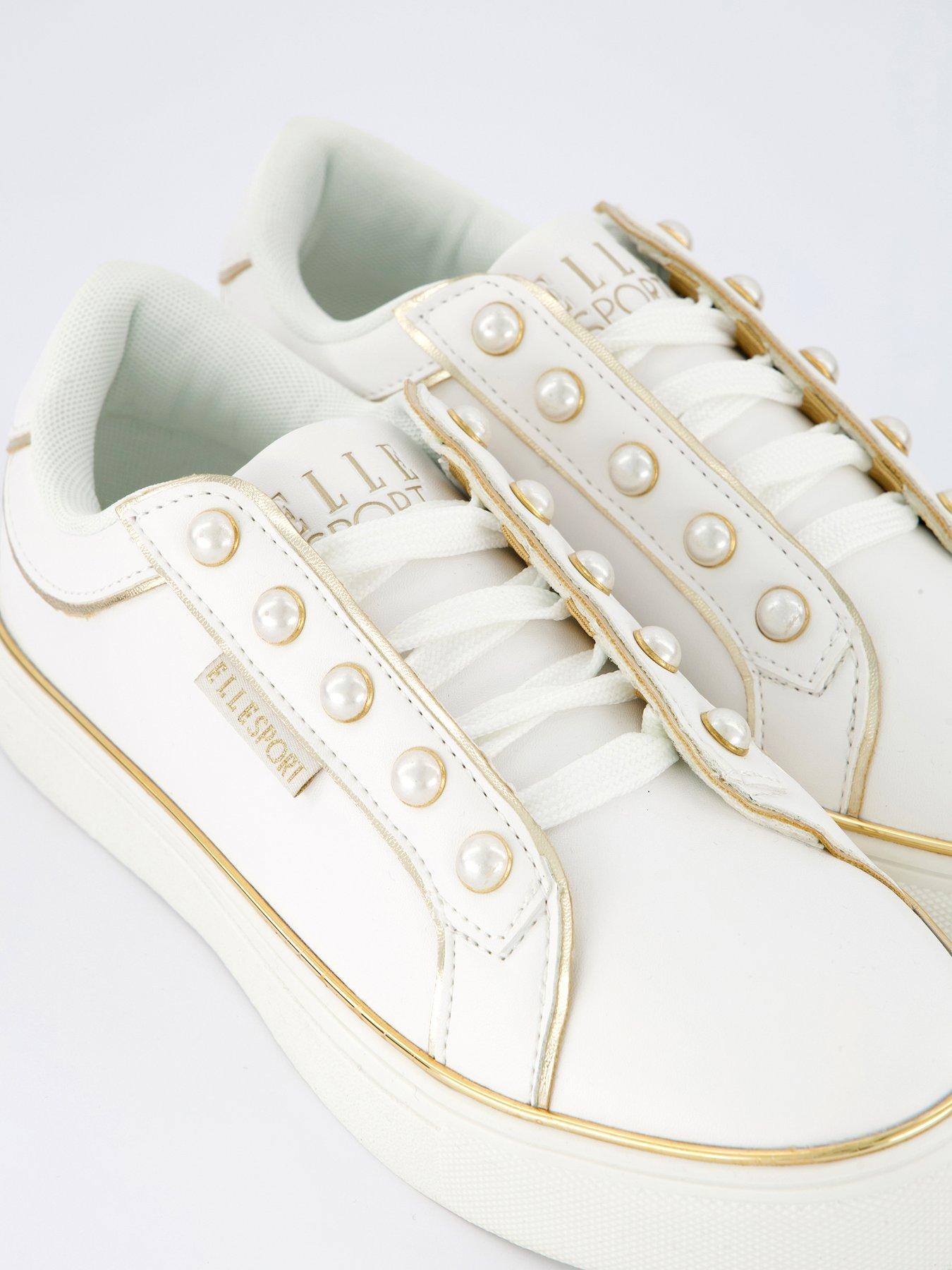 Image 5 of 7 of Elle Sport Pearl Embellished Trainers - White
