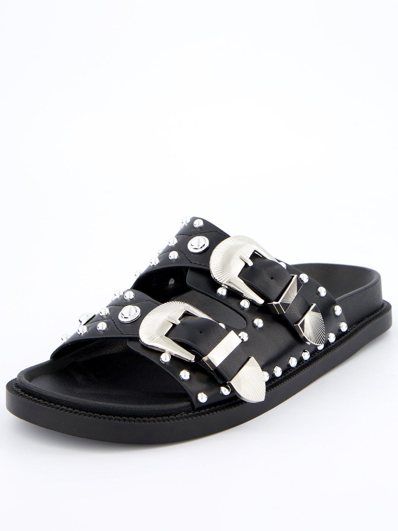 v-by-very-western-double-buckle-footbed-sandals-blacknbsp