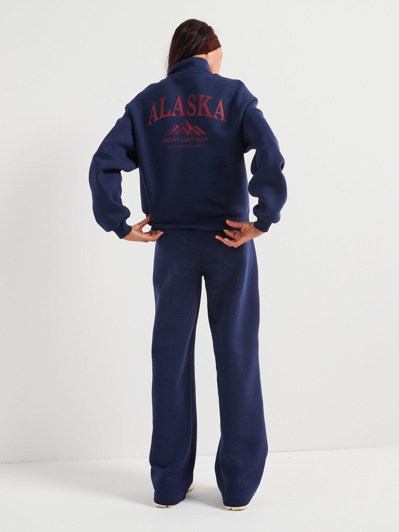 v-by-very-ski-half-zip-slogan-sweatshirt-co-ord-navydetail