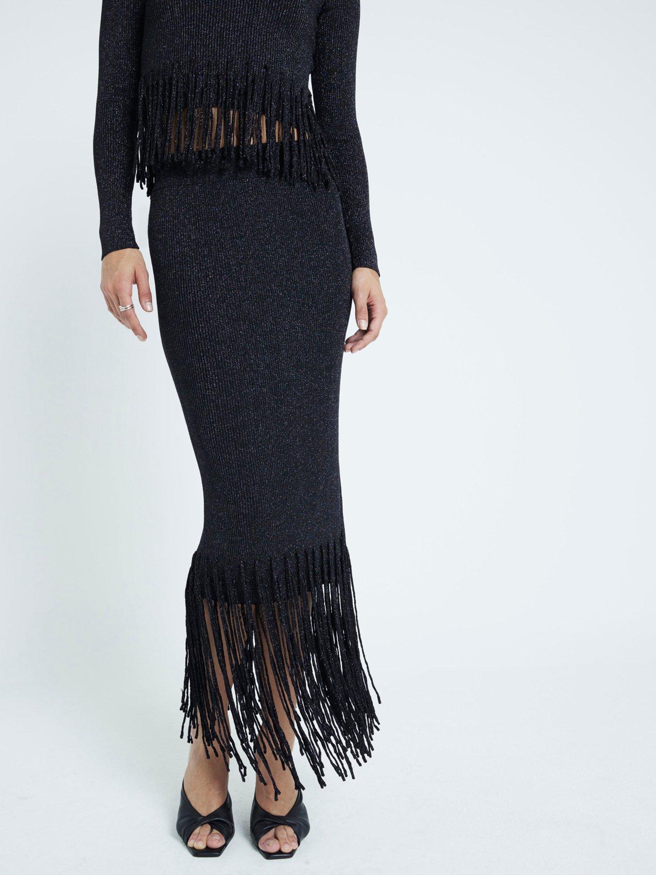 river-island-metallic-fringe-midi-skirt-black