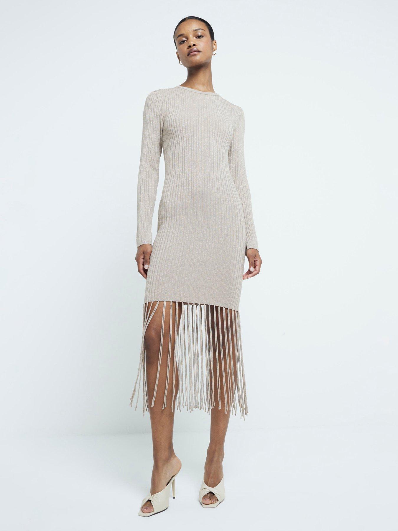 River Island Metallic Fringe Dress - Gold | Very Ireland