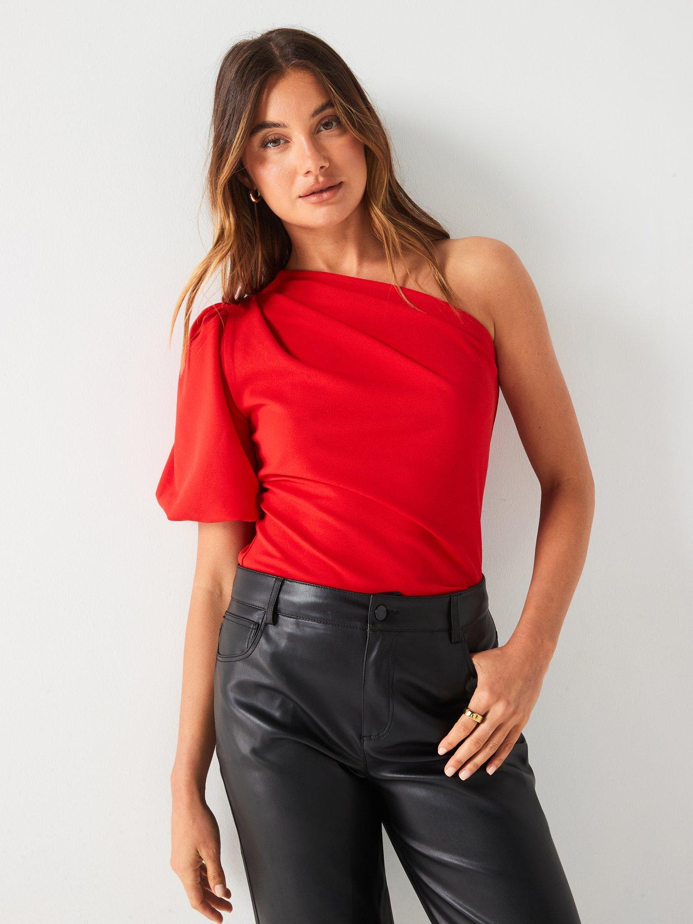 v-by-very-puff-sleeve-one-shoulder-top-red