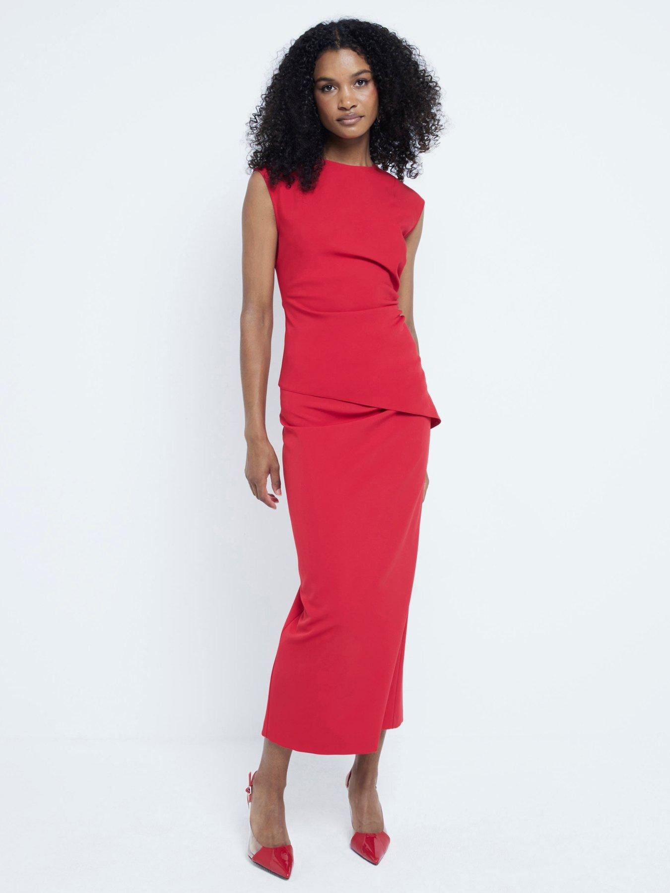 river-island-ruched-asymmetric-top-red