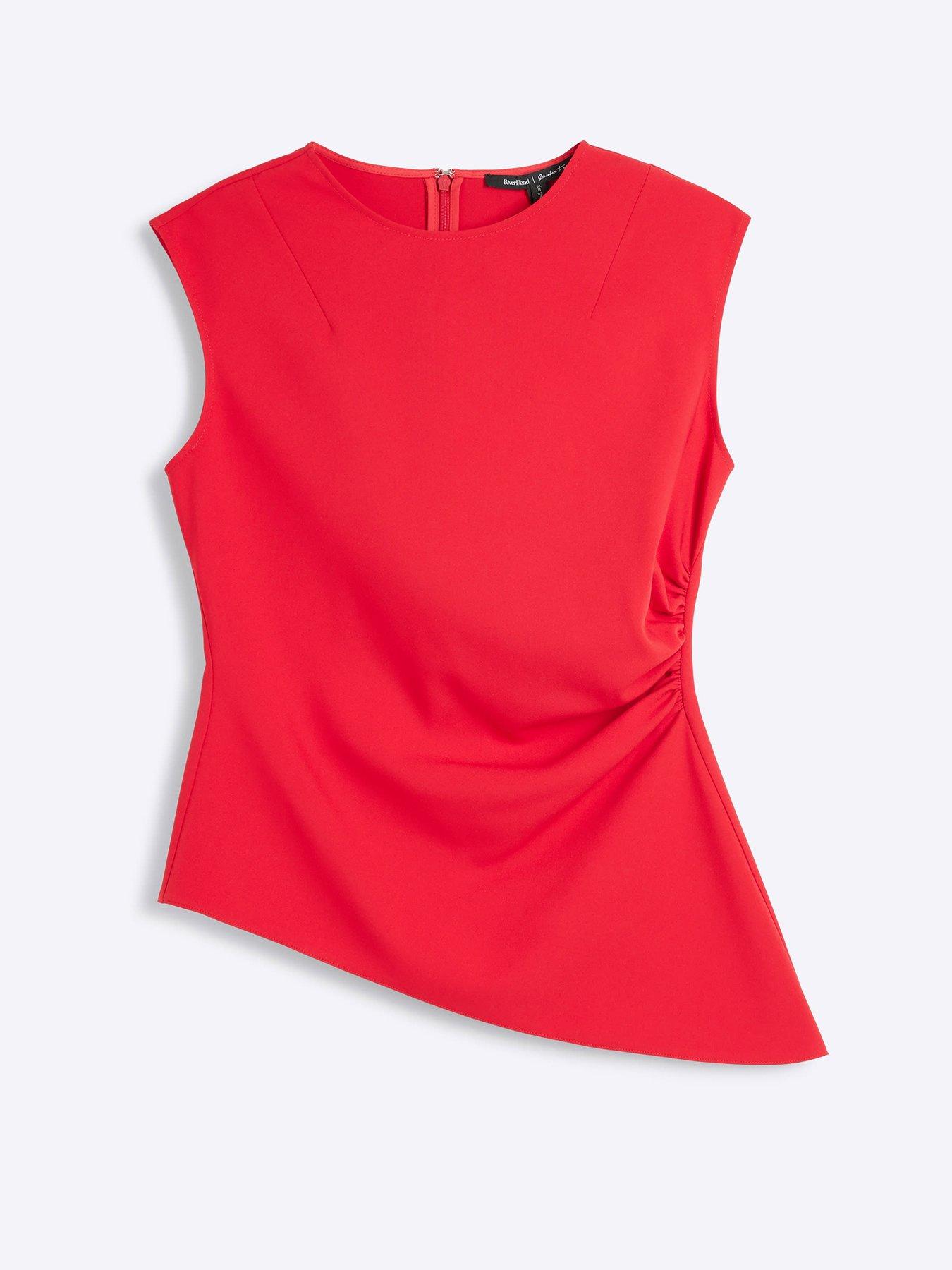 river-island-ruched-asymmetric-top-reddetail