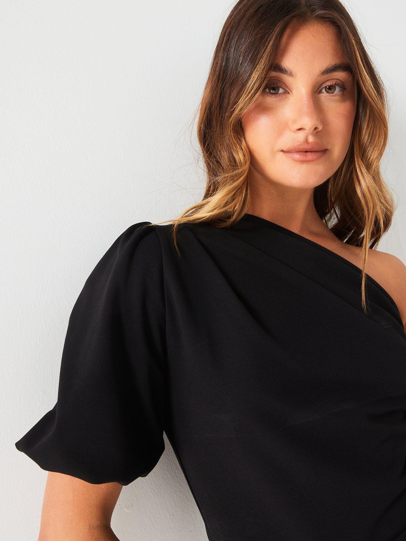 v-by-very-puff-sleeve-one-shoulder-top-blackoutfit