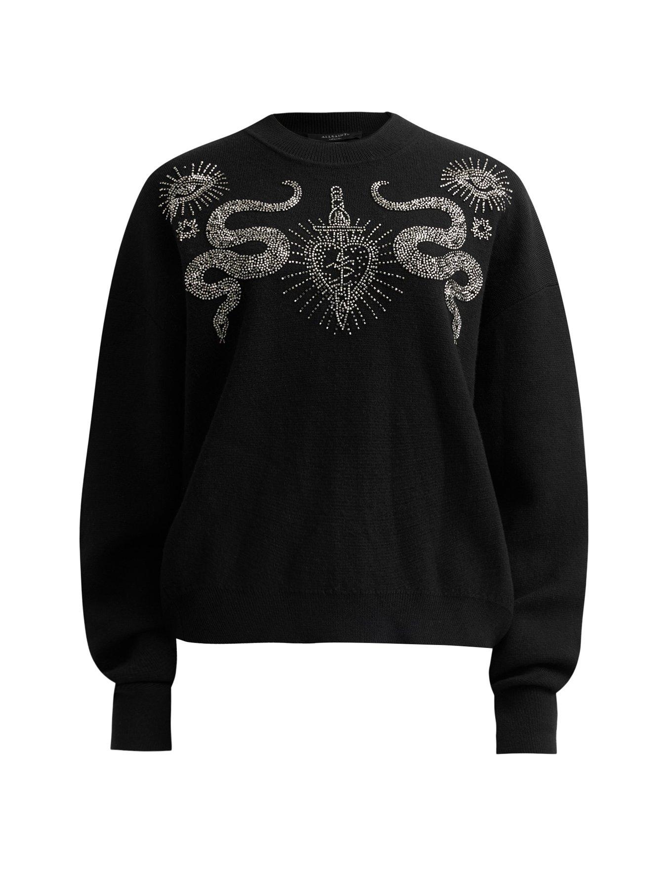 allsaints-serpent-embellished-jumper-blackdetail