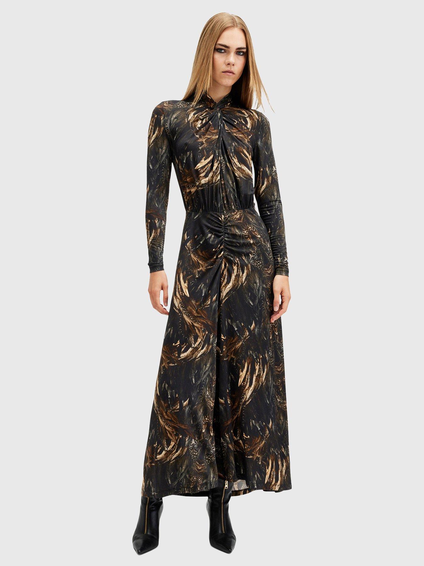 allsaints-mina-slim-fit-printed-maxi-dress-black