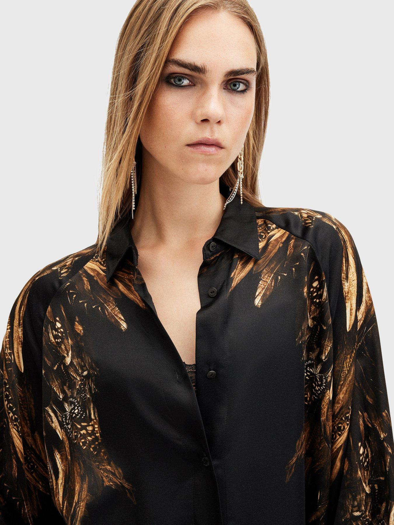 allsaints-oana-silk-blend-printed-shirt-blackoutfit