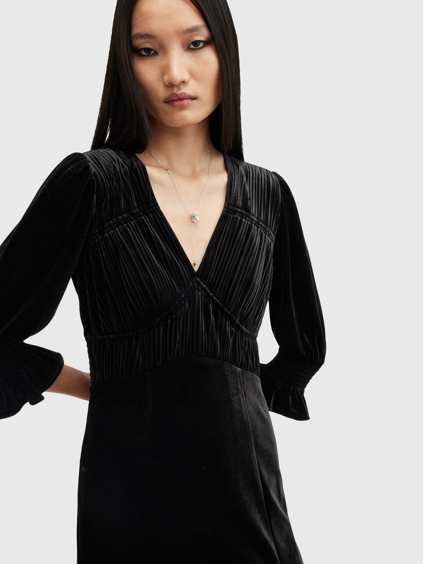 allsaints-ani-v-neck-velvet-midi-dress-blackoutfit