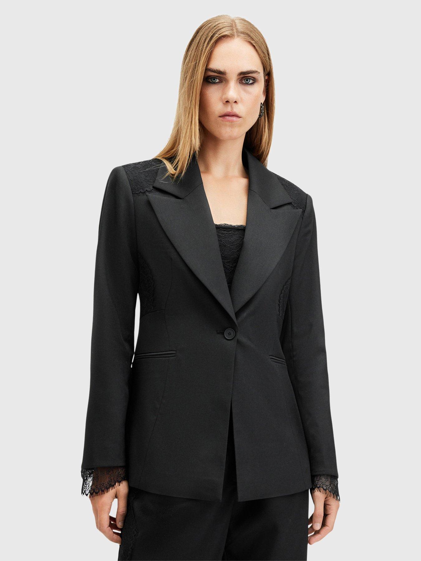 allsaints-lacey-tailored-lace-trim-blazer-black