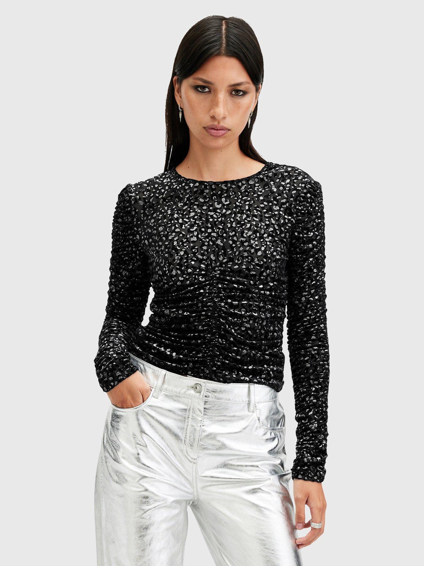 allsaints-eris-metallic-leopard-print-top-black