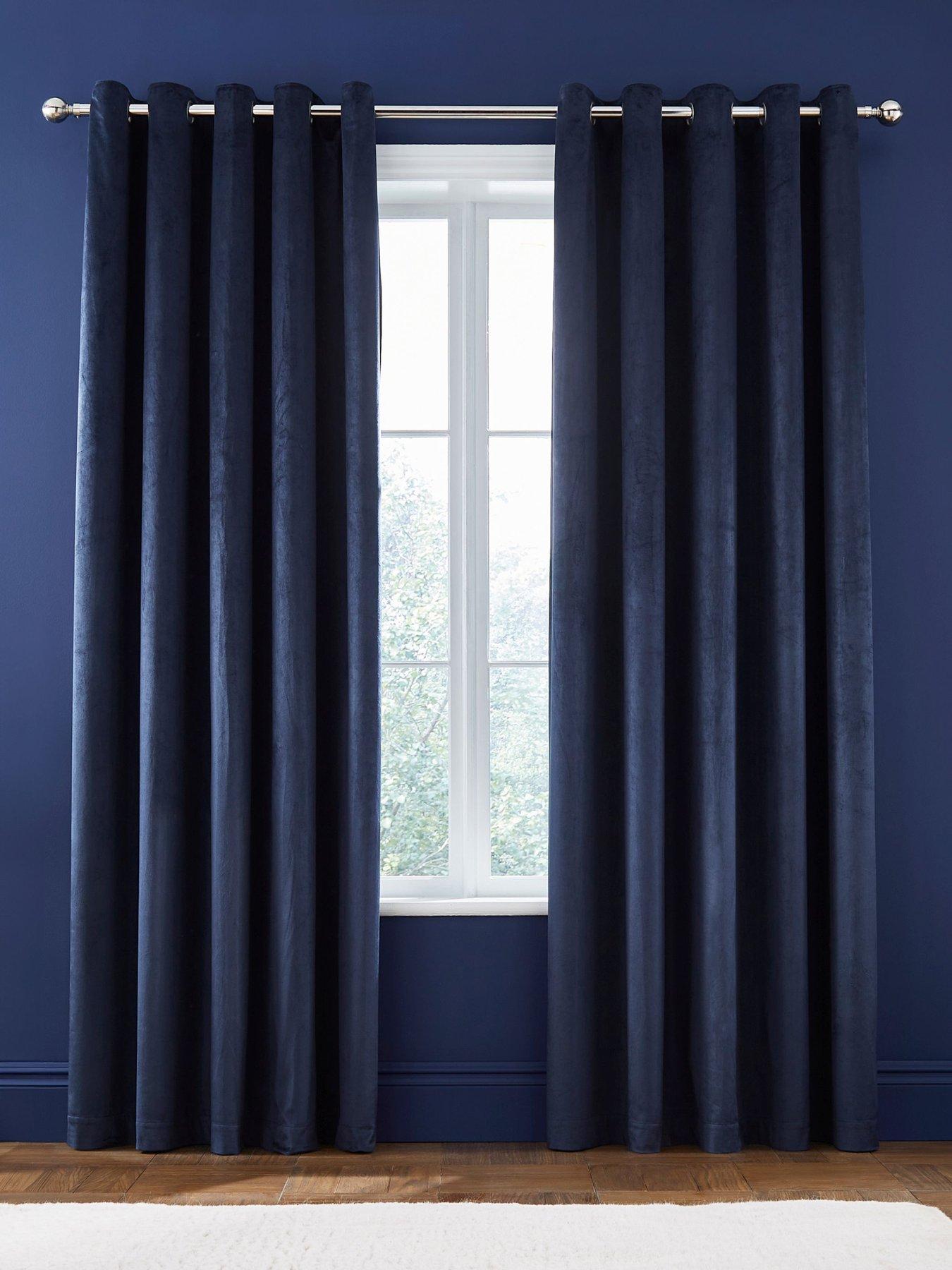Catherine Lansfield Kingsley Matt Velvet Eyelet Curtain Collection - 168x229cm