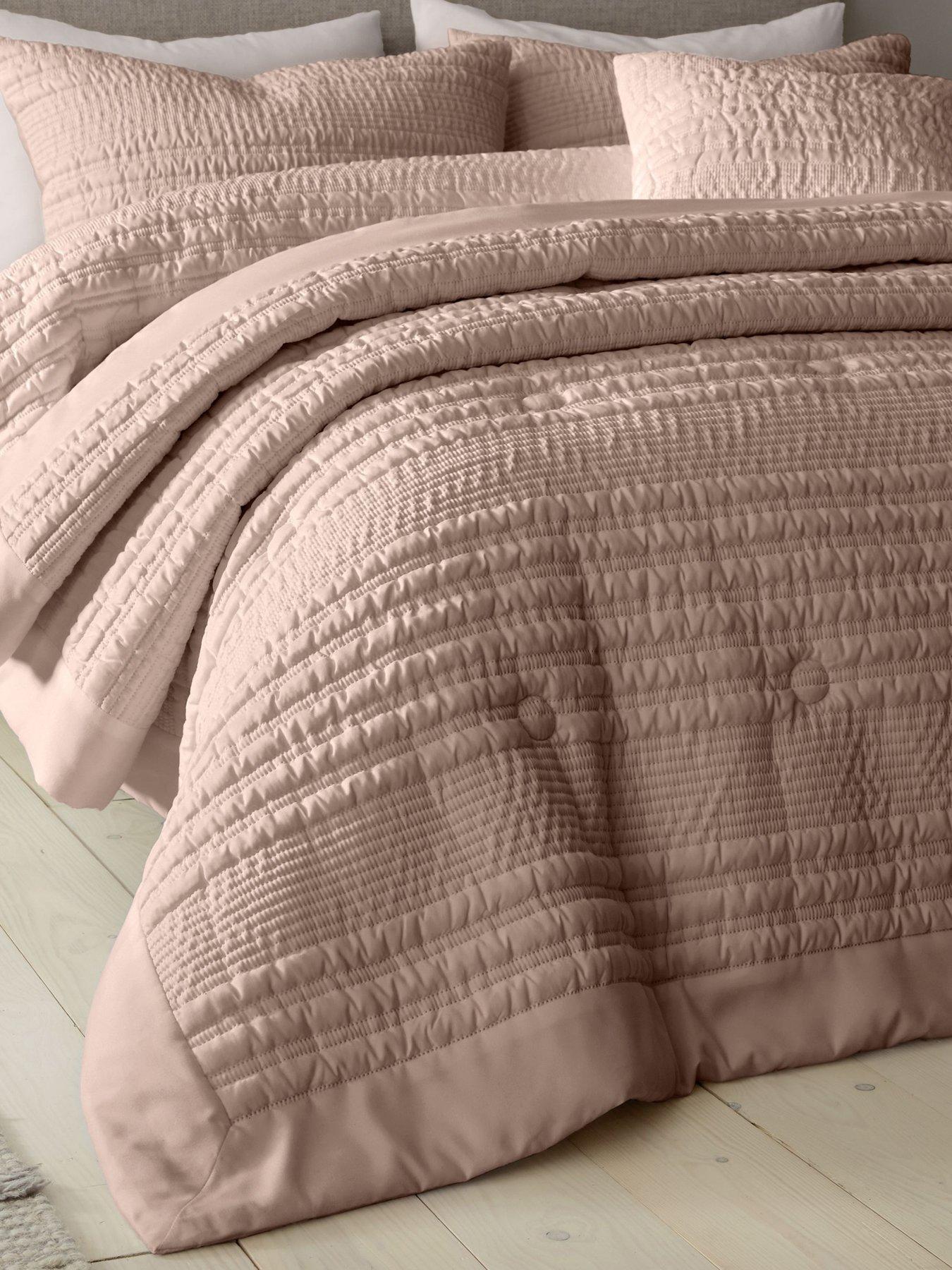 catherine-lansfield-lennon-stripe-seersucker-bedspread-throw-clay