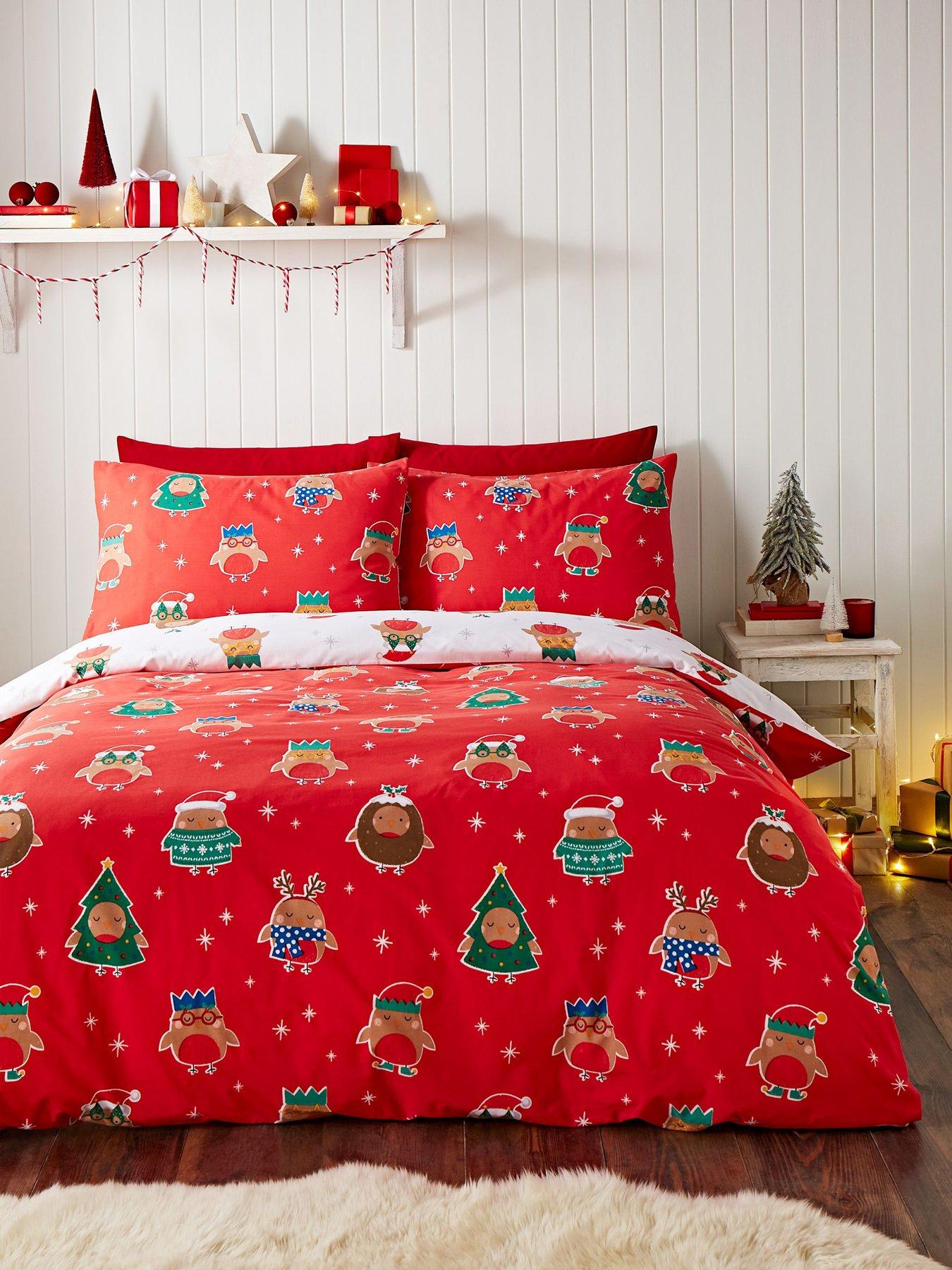 Image 4 of 6 of Catherine Lansfield Christmas Party Robins Duvet Set