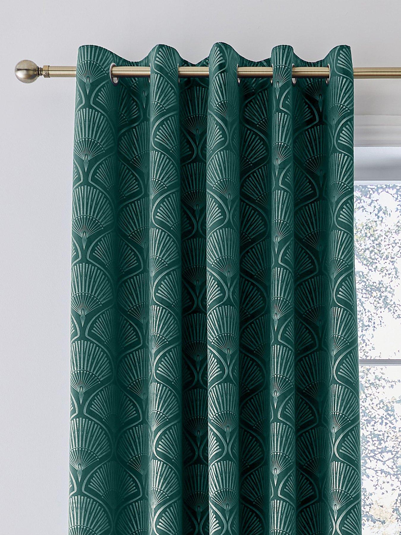 catherine-lansfield-art-deco-pearl-eyelet-curtains-in-green