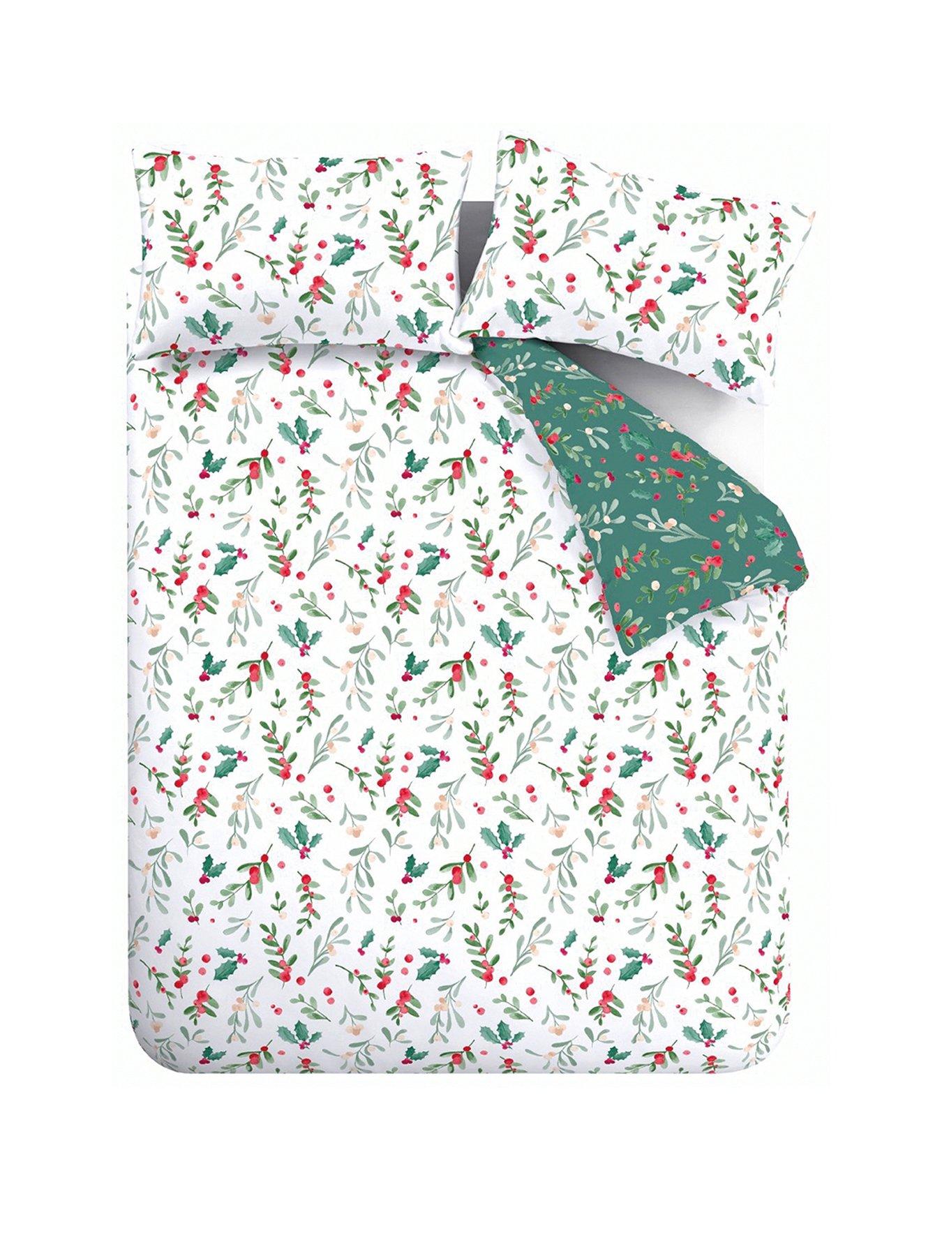 catherine-lansfield-brushed-christmas-holly-and-mistletoe-duvet-set--king-whitegreenstillFront