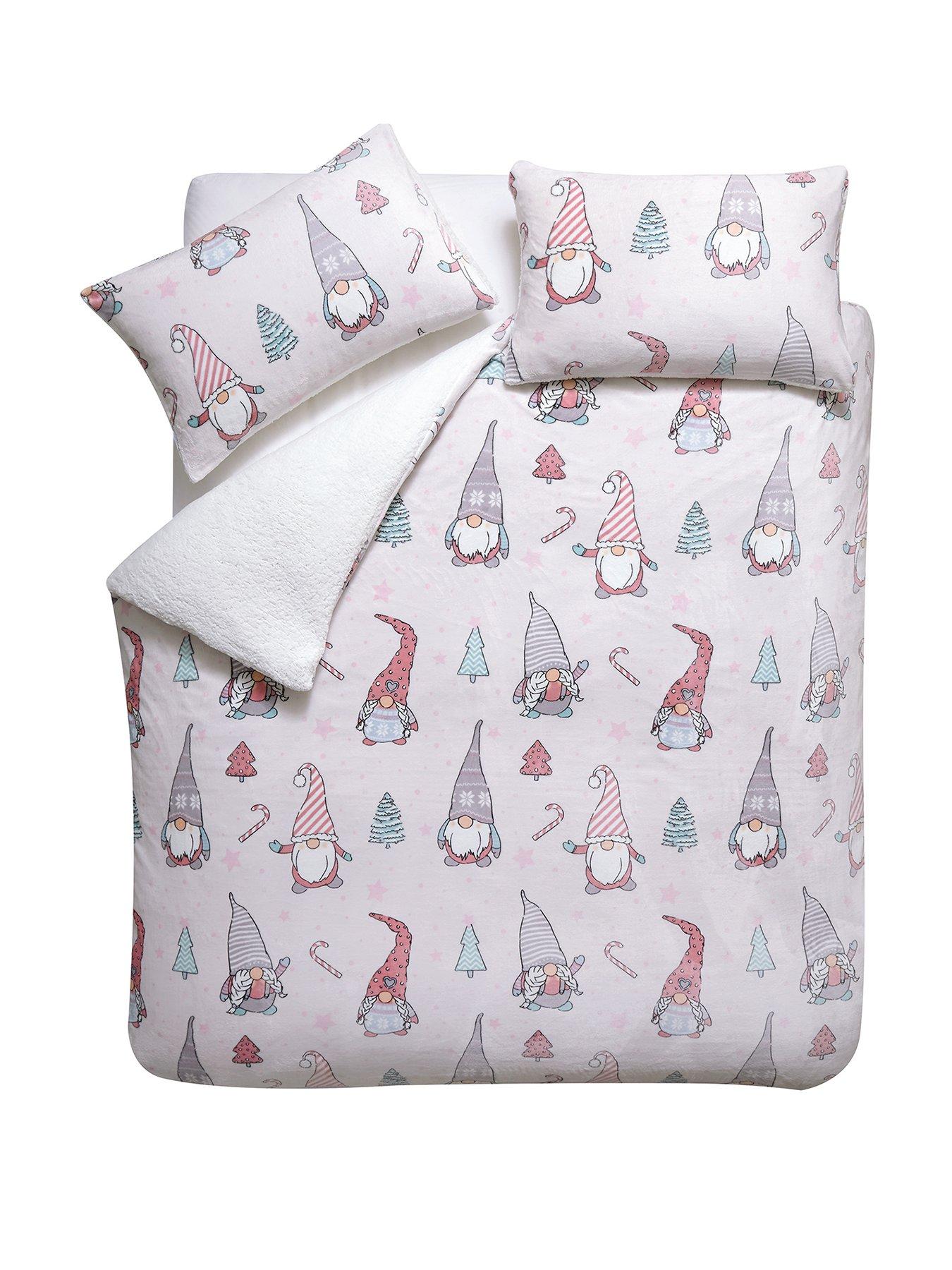 catherine-lansfield-christmas-festive-gnomes-cosy-fleece-duvet-cover-setnbsp--pinkstillFront