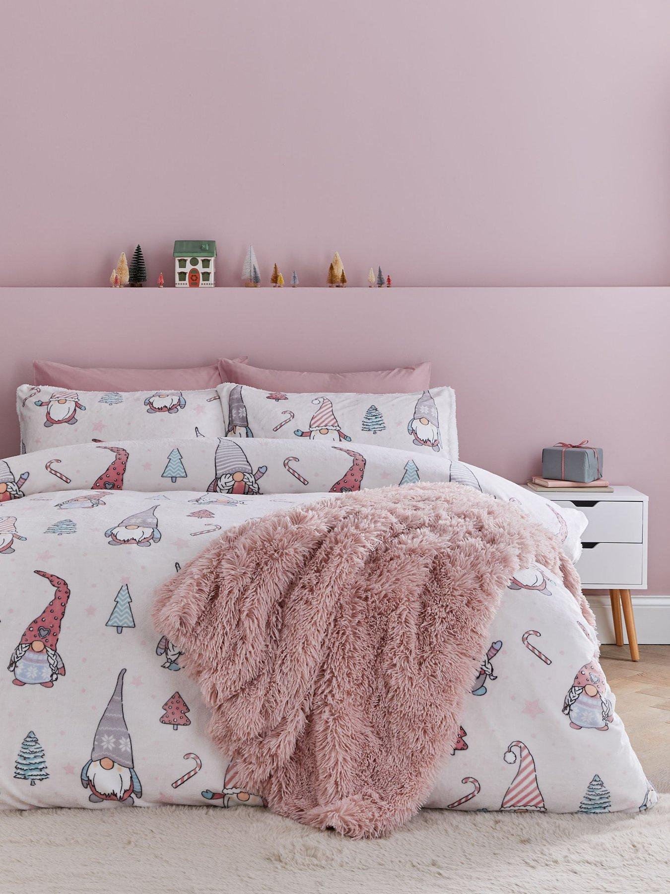 catherine-lansfield-christmas-festive-gnomes-cosy-fleece-duvet-cover-setnbsp--pinkback