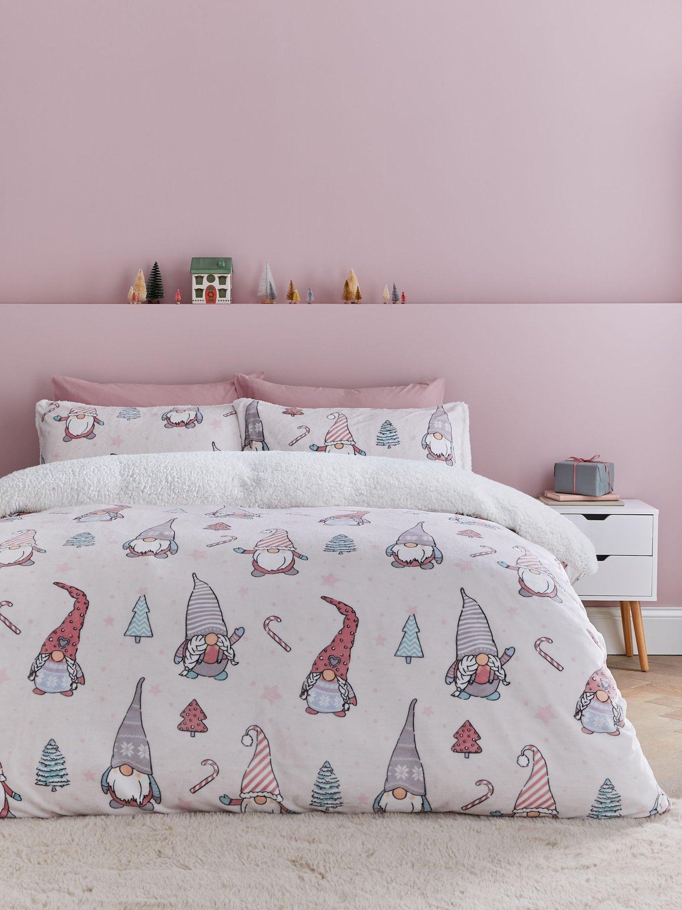 catherine-lansfield-christmas-festive-gnomes-cosy-fleece-duvet-cover-setnbsp--pinkoutfit