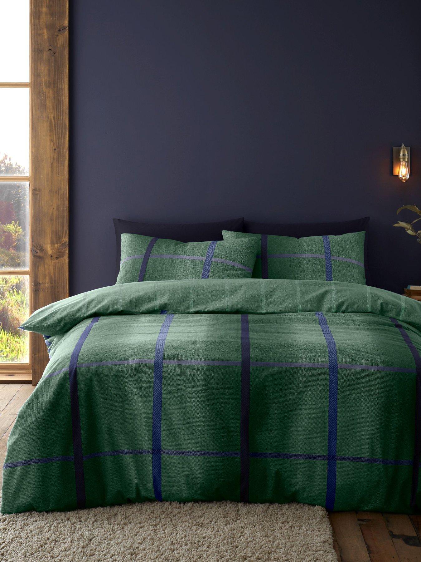 catherine-lansfield-brushed-melrose-tweed-duvet-covernbspset--greenoutfit