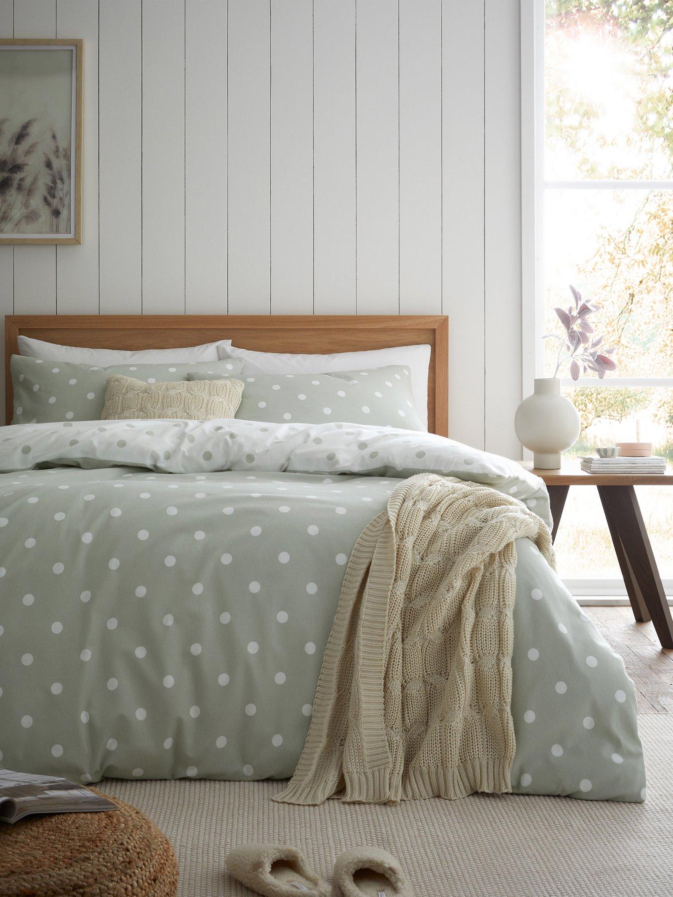 Image 1 of 6 of Catherine Lansfield Polka Dot 100% Brushed Cotton Duvet Set