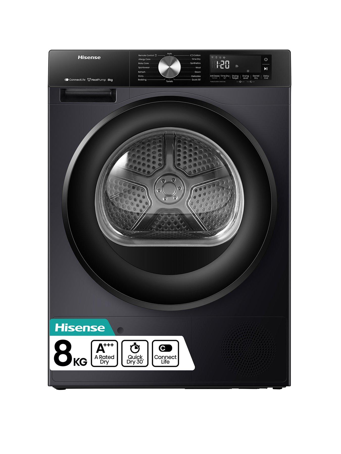 Hisense HISENSE 3S Series DH3S802BB3 WiFi-enabled 8 kg A+++ Rated Heat Pump Tumble Dryer- Black