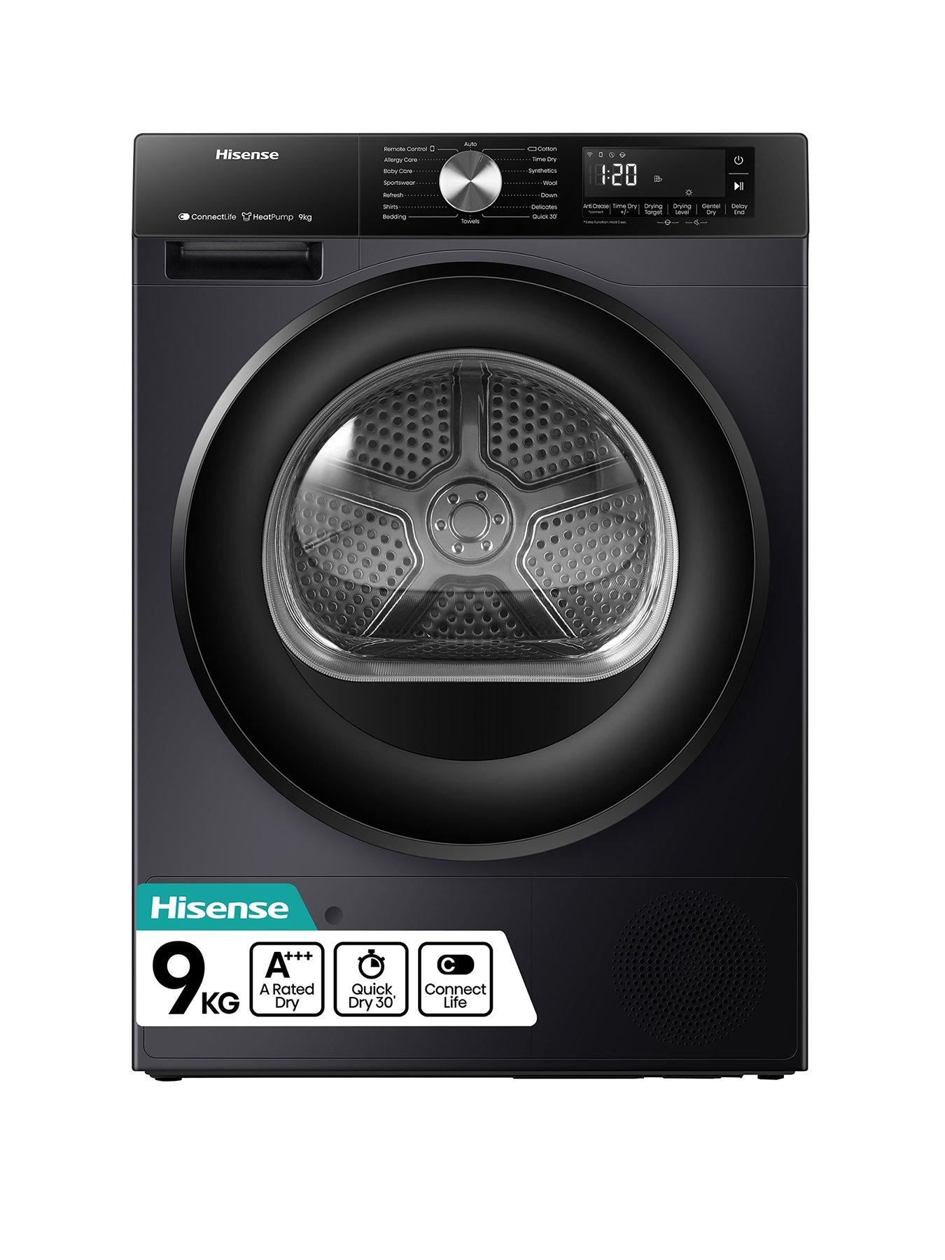 Hisense 3S Series DH3S902BB3 WiFi-enabled 9 kg A+++ Rated Heat Pump Tumble Dryer- Black