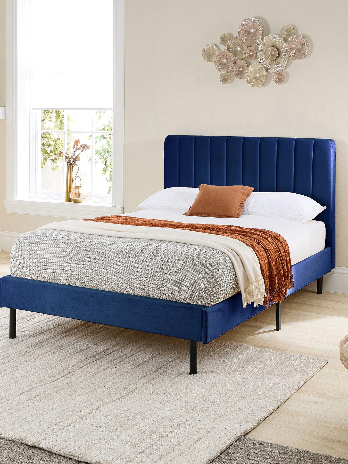 undefined Rosella Soft Velvet Bed Frame - Navy
