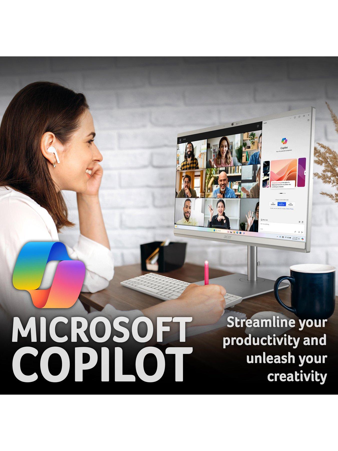 Image 4 of 8 of Acer Acer Aspire - 23.8in - FHD All-In-One Desktop - Intel Core Ultra 5 - 16GB RAM - 1TB SSD - White