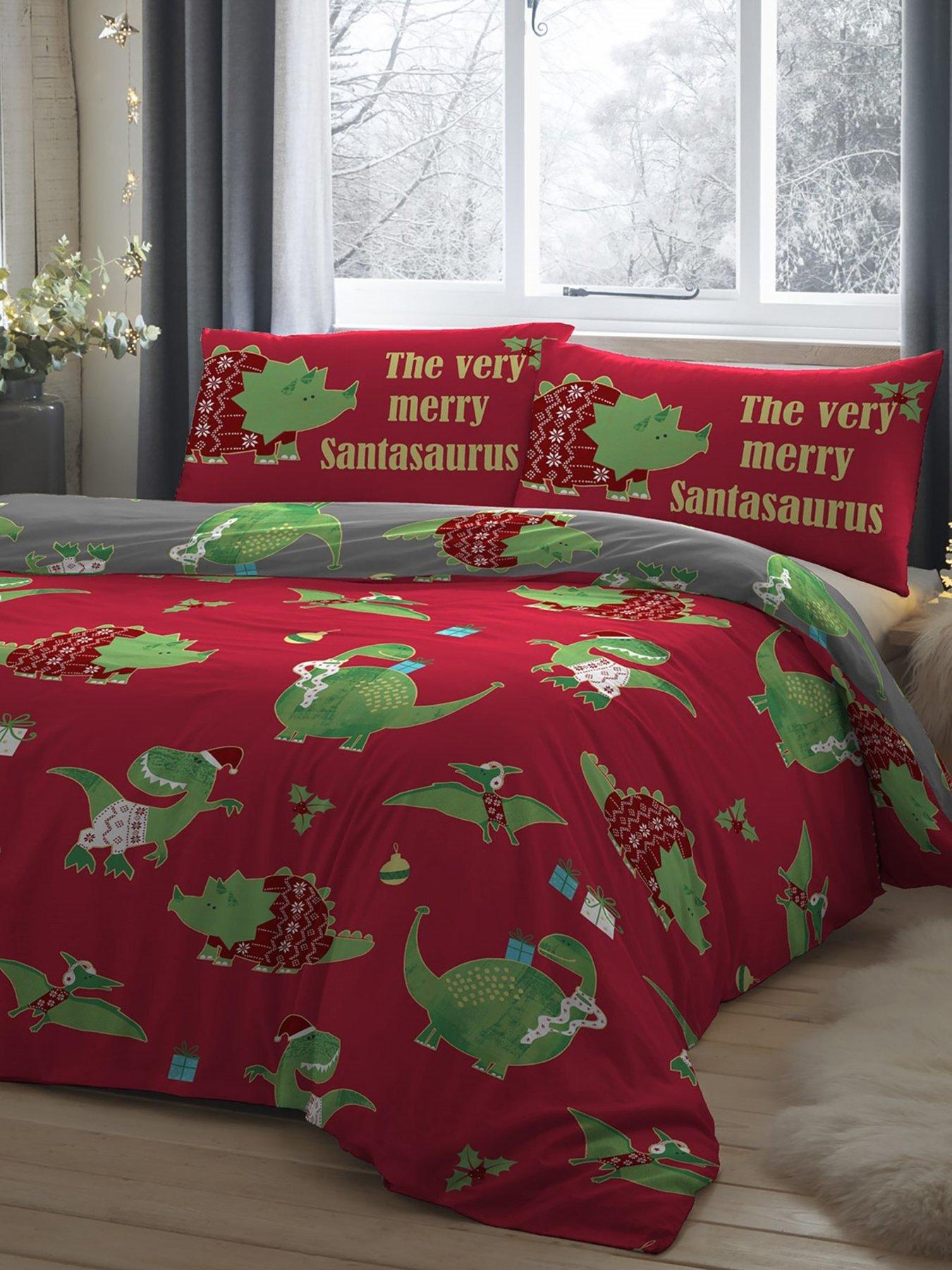 bedlam-bedlam-santasaurus-christmas-duvet-set-red