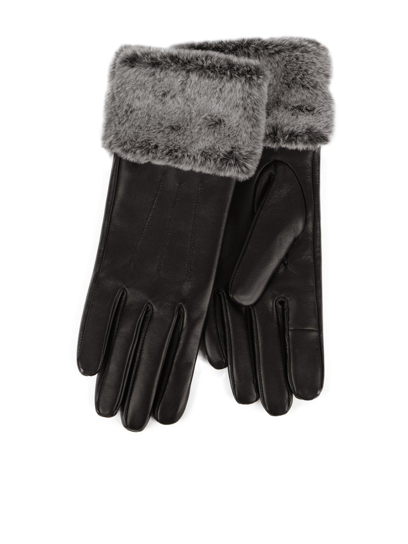 TOTES Totes Isotoner Leather Gloves with Faux Fur Cuff