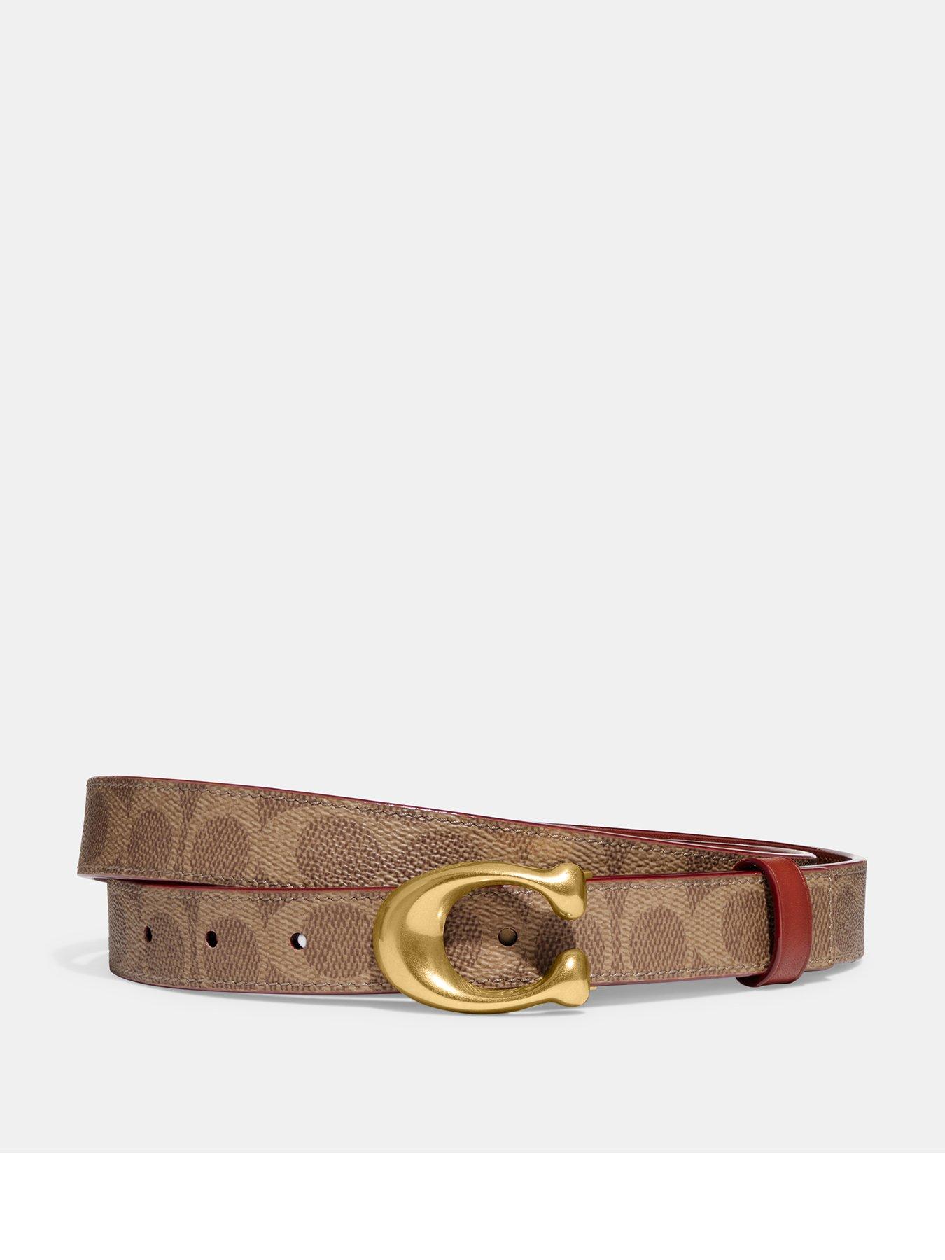 Image 1 of 2 of COACH 25mm Cts Sculpted C Coated Canvas Reversible Signature Belt - Brown