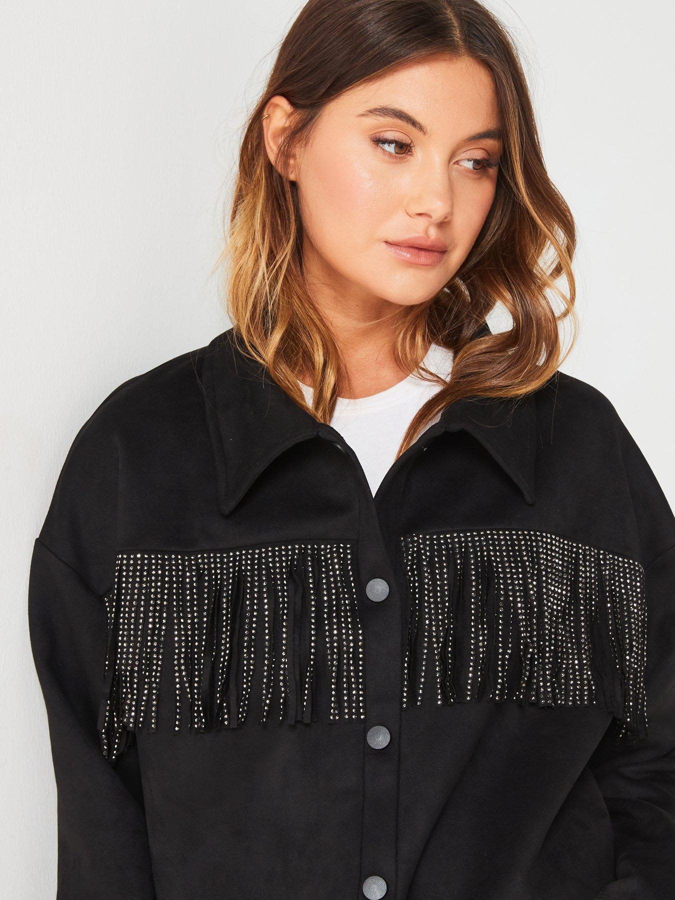 v-by-very-diamonte-fringe-suede-look-shacket-blackoutfit