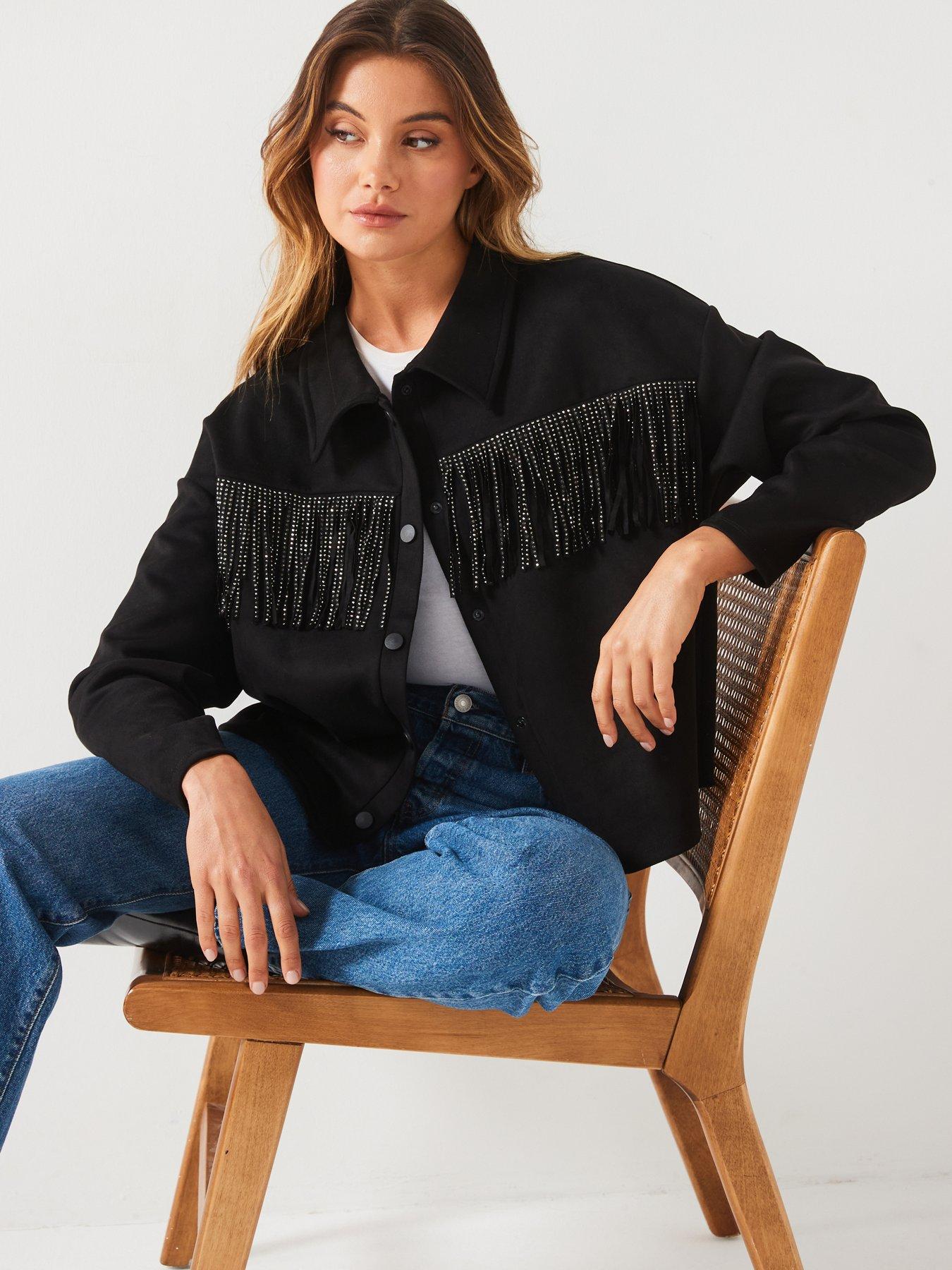 v-by-very-diamonte-fringe-suede-look-shacket-blackdetail