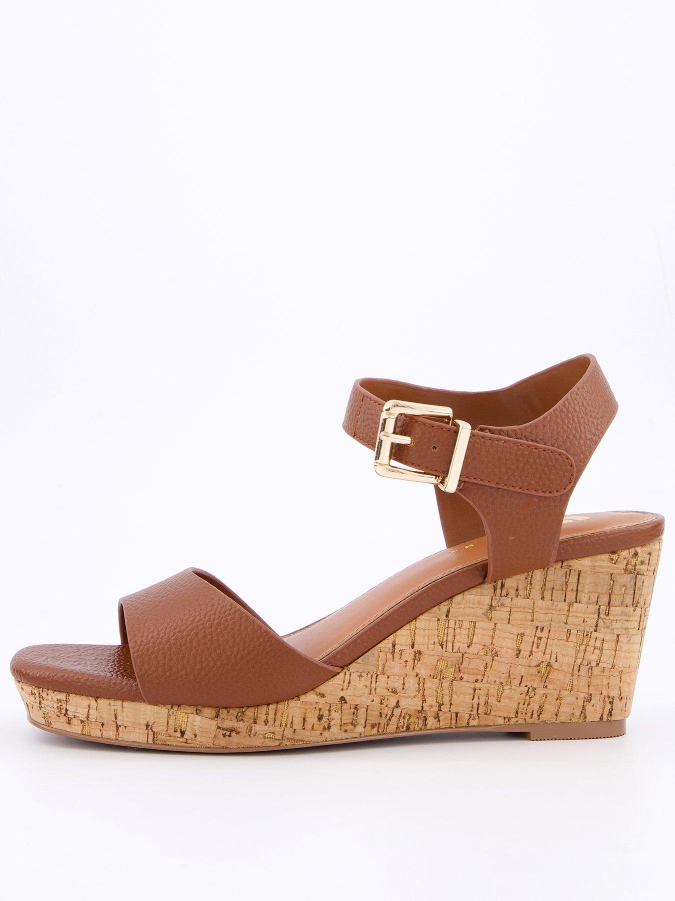 Image of V by Very Mid Wedge Sandals - Brown - Tan