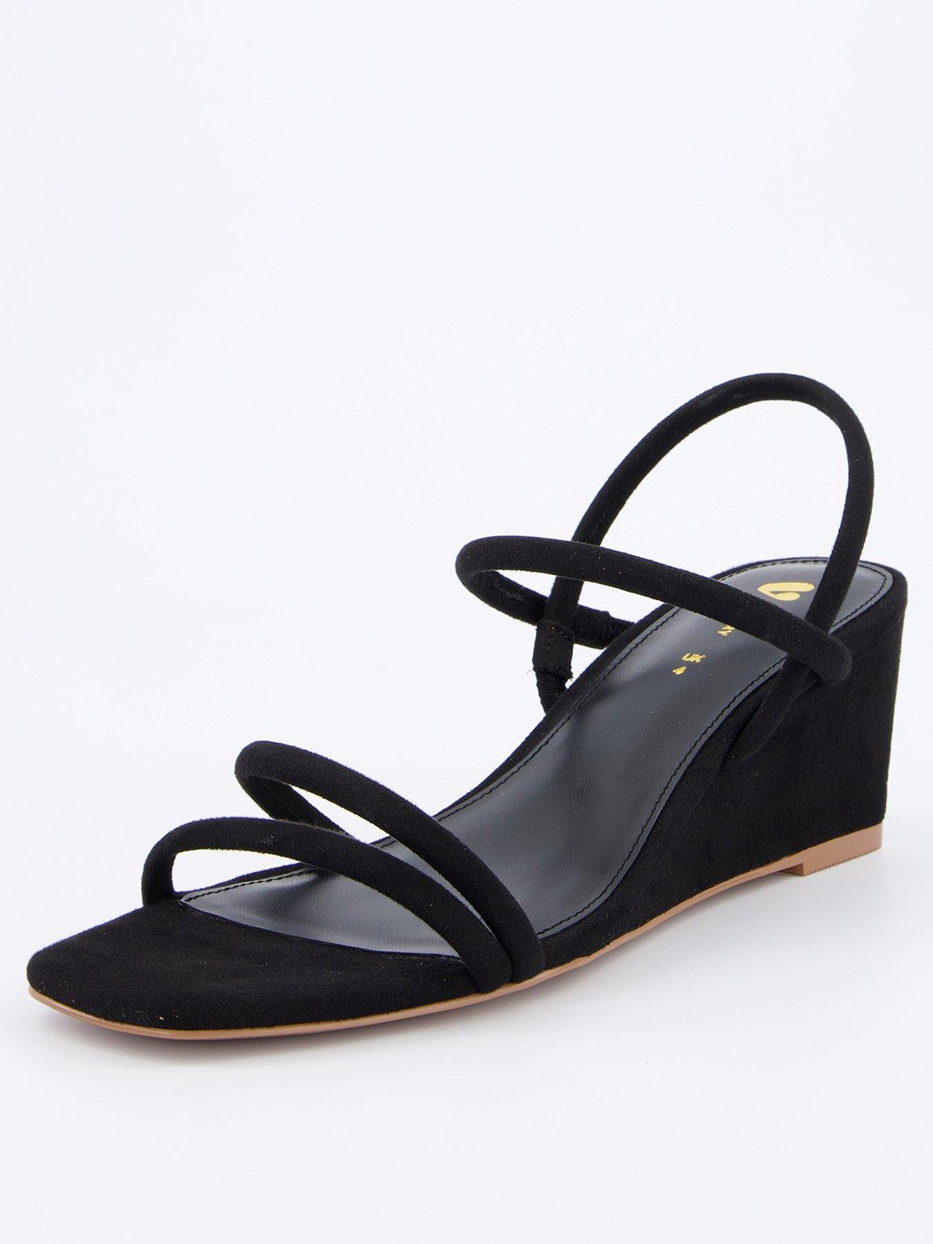 Image 2 of 7 of V by Very Midi Wedge Strappy Sandals - Black