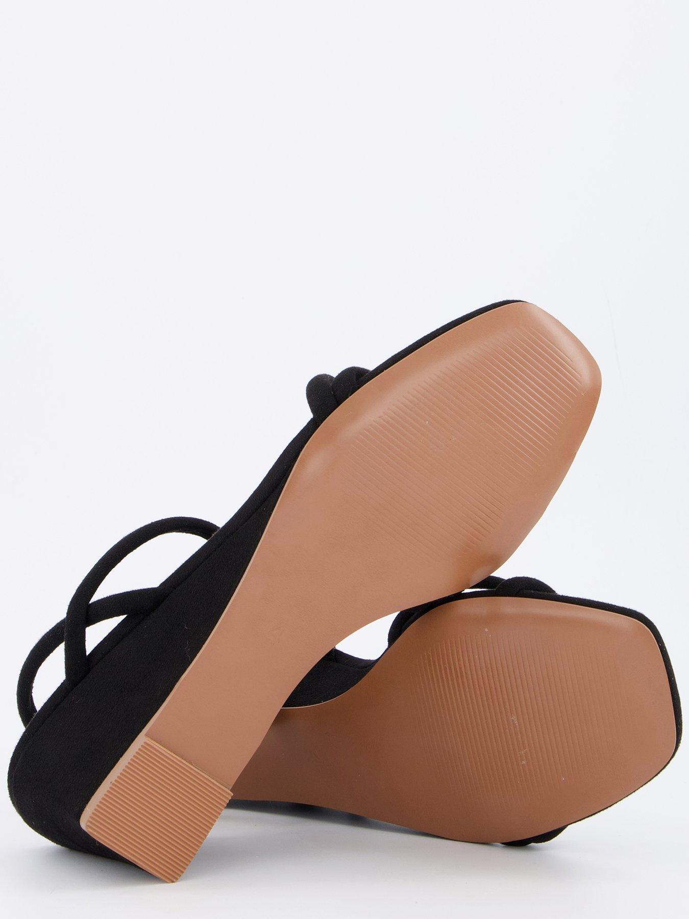 Image 4 of 7 of V by Very Midi Wedge Strappy Sandals - Black