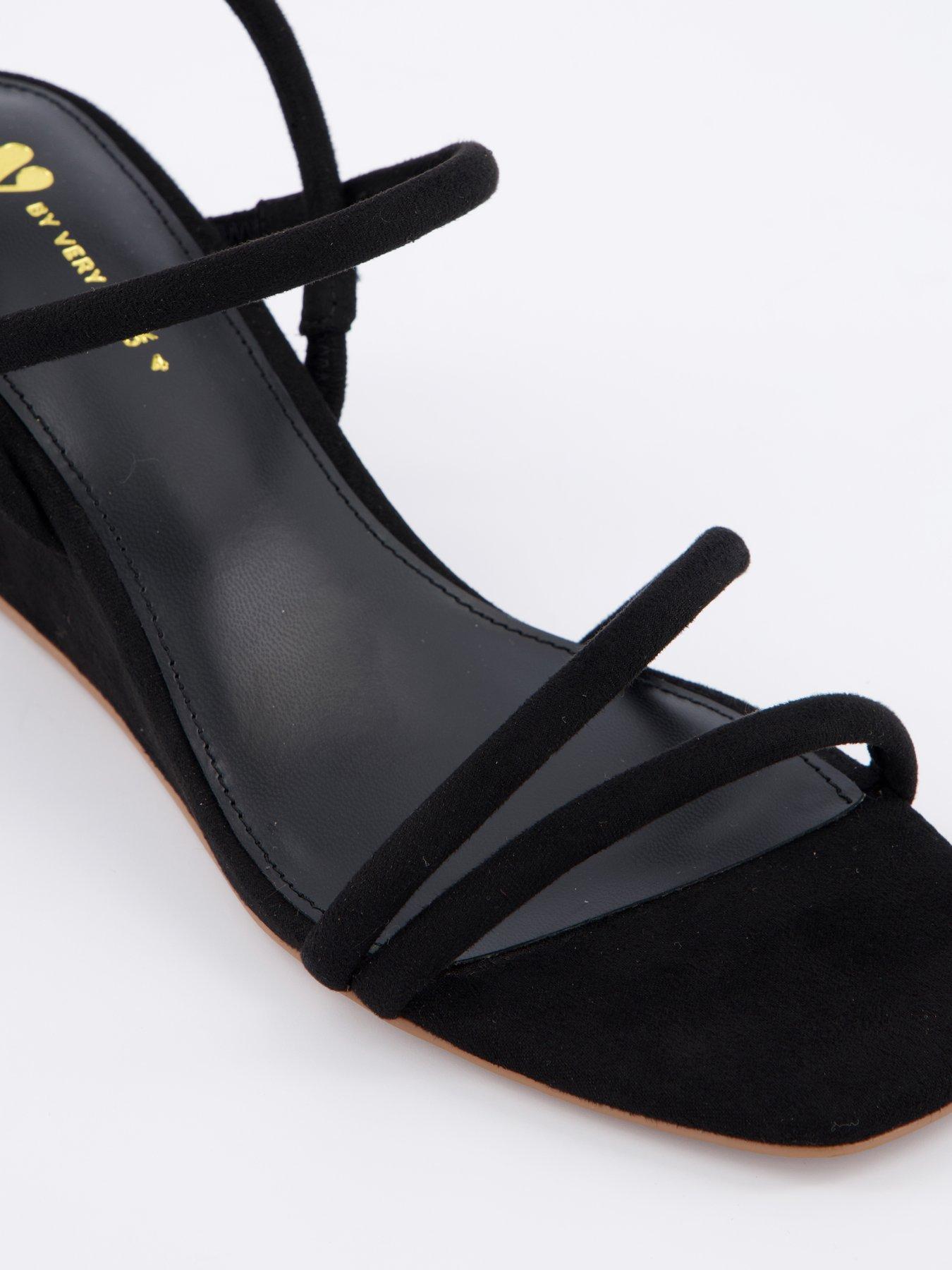Image 5 of 7 of V by Very Midi Wedge Strappy Sandals - Black