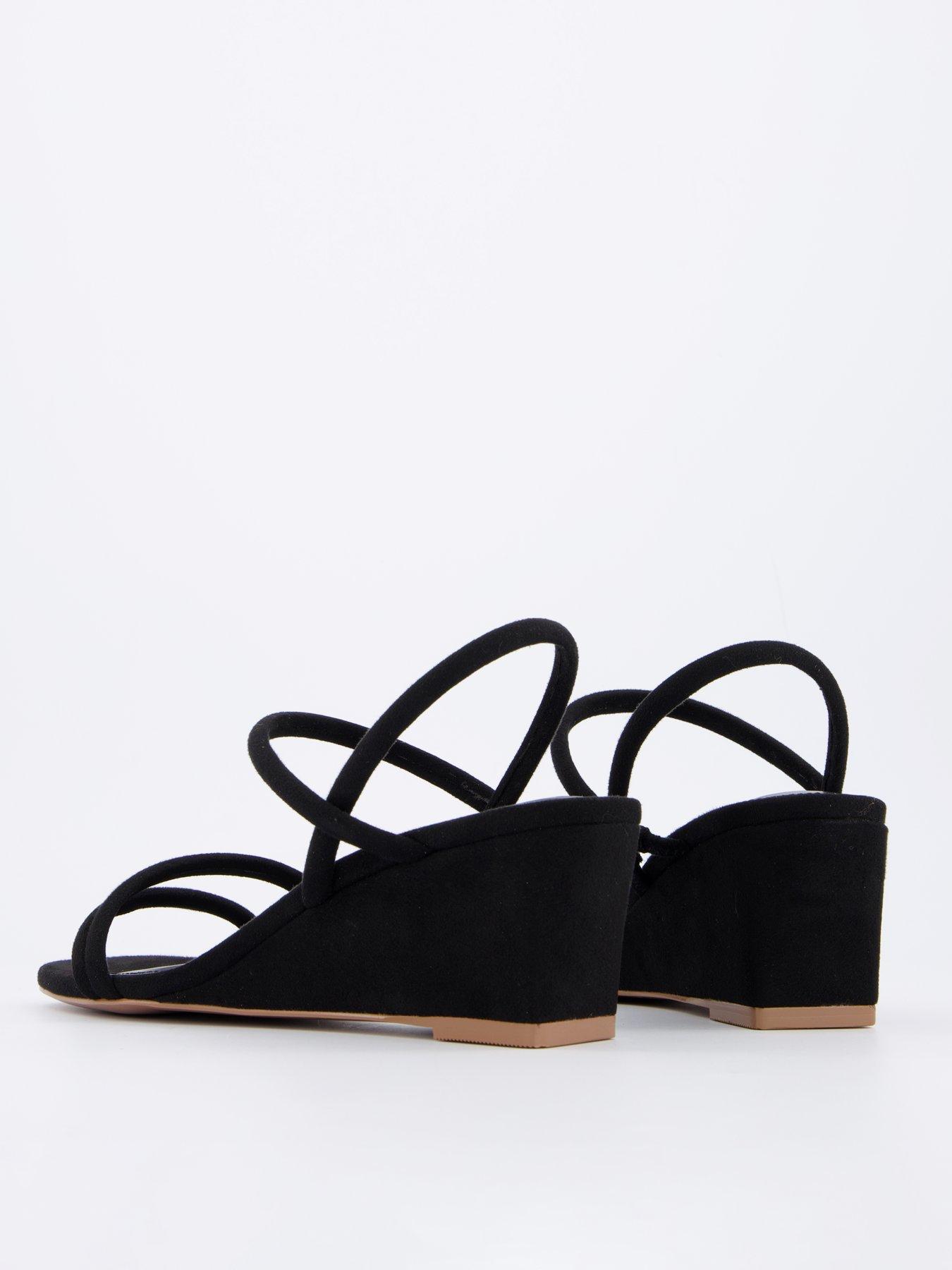 Image 6 of 7 of V by Very Midi Wedge Strappy Sandals - Black
