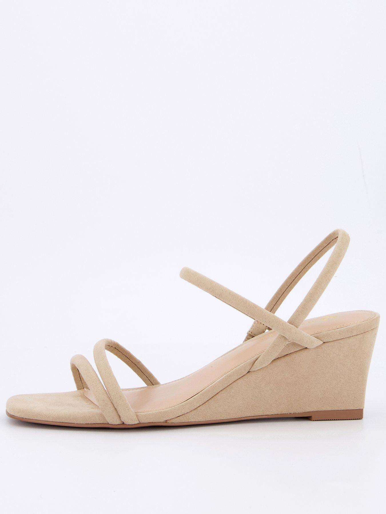 V by Very Mid Wedge Strappy Sandals - Nude